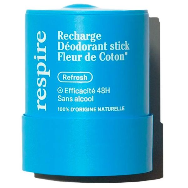 Respire Déodorant Stick Bio - Recharge de 50 g - Fleur de Coton - Protection naturelle 48 h