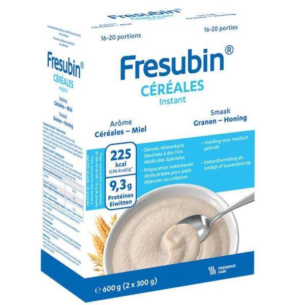 Fresubin Céréales Instant - Saveur Céréales-Miel - 2 x 300g - Préparation nutritionnelle instantanée