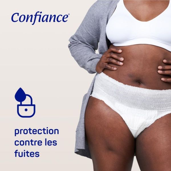 Confiance Mobile 10 Gouttes Taille XL – 14 slips absorbants jour et nuit, discret et confortable, absorption rapide