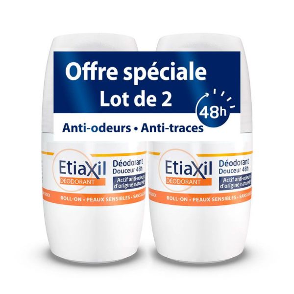 Etiaxil Déodorant Douceur 48h Roll-On - Lot de 2 x 50ml