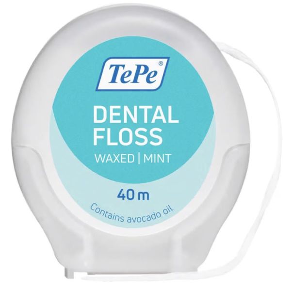 TePe Dental Floss Fil Dentaire - 1 unité de 40m - Saveur Menthe - Nettoyage interdentaire efficace