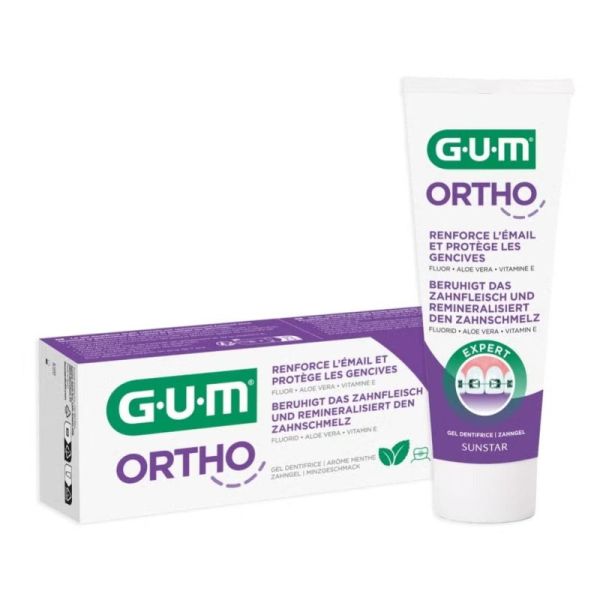 Gum Ortho Gel Dentifrice offre spéciale 2X75 ml - Protège dents et gencives sous appareil orthodontique