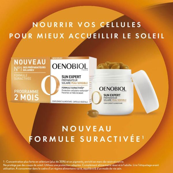 Oenobiol Sun Expert Préparateur Solaire Peau Sensible - Lot de 2 x 30 Capsules - Préparation solaire adaptée