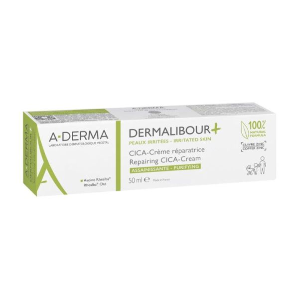 A-DERMA Dermalibour+ CICA-Crème Réparatrice Assainissante 50 ml - Répare et Apaise