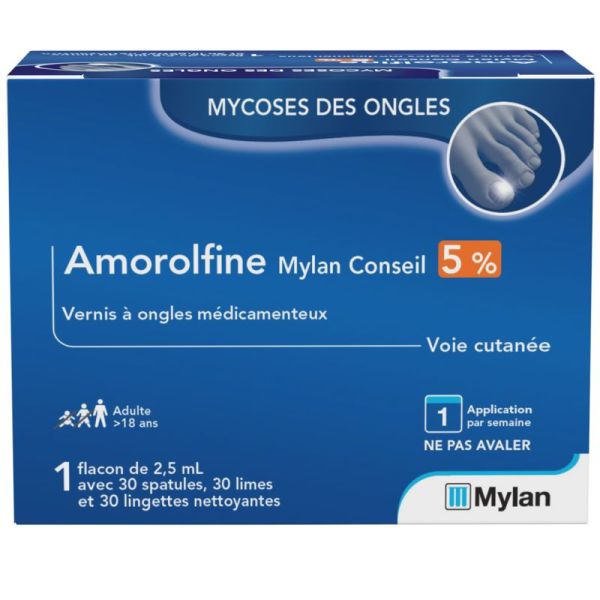Viatris Amorolfine 5 % – Vernis à ongles médicamenteux 2,5 ml