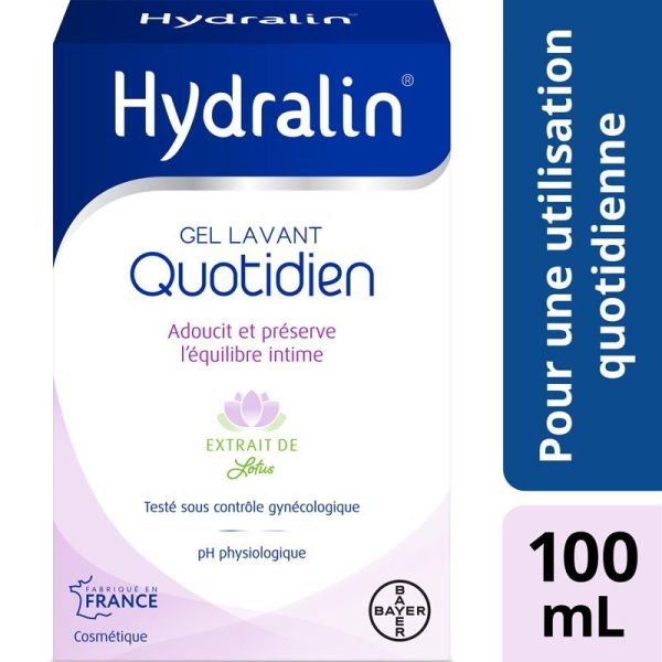 Hydralin Quotidien Gel Lavant - 100 ml - Hygiène Intime Douceur Format Voyage