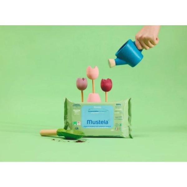 Mustella Lingettes Nettoyantes - Parfumées Compostables - 60 Lingettes