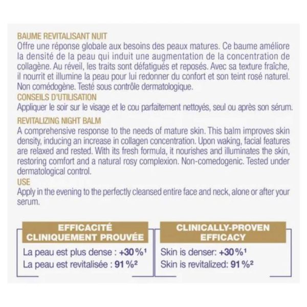 Jonzac Baume revitalisant nuit bio Pot 50 ml - Revitalisation et fermeté des peaux matures