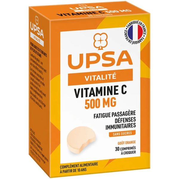 UPSA Vitalité Vitamine C 500mg 30 Comprimés à Croquer – Énergie et immunité