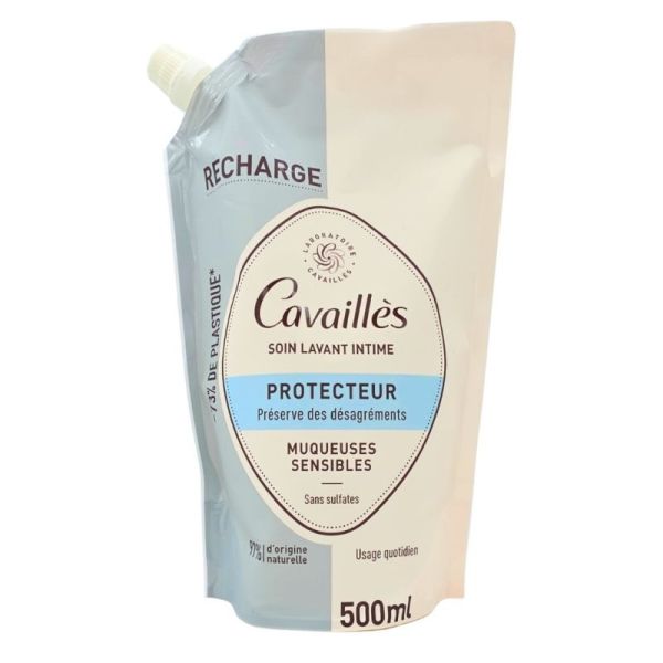 Cavaillès Gel Lavant Intime Protecteur Recharge 500 ml - Hygiène intime mucoses sensibles