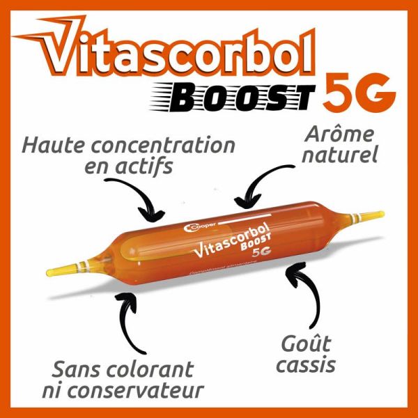 Vitascorbol Boost 5G - 20 Ampoules - Vitalité Intense et Coup de Fouet Immédiat