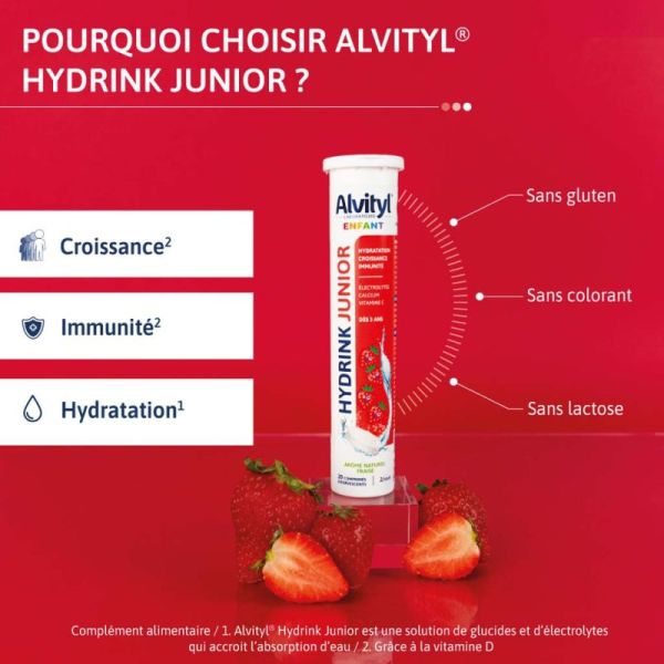 Alvityl Hydrink Junior - 20 Comprimés Effervescents - Hydratation, énergie et croissance
