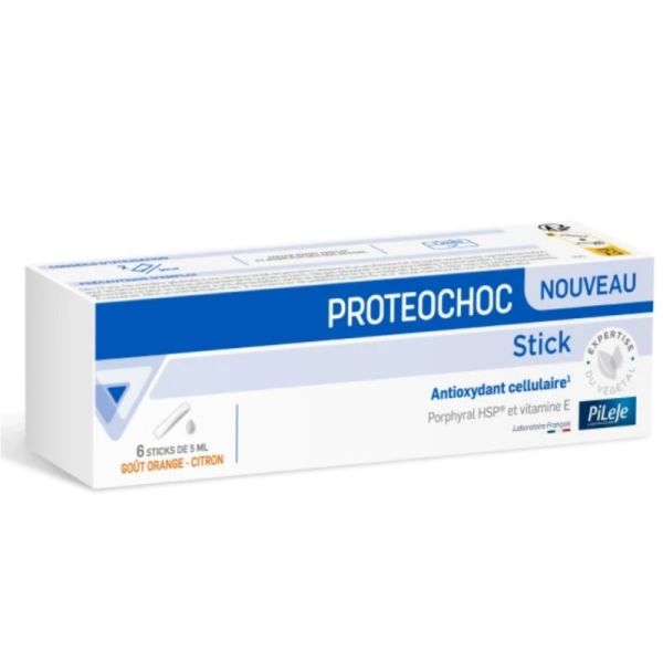 PiLeJe Proteochoc 6 Sticks de 5 ml - Protection cellulaire et récupération rapide après un choc physique ou un stress intense