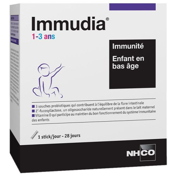 NHCO Immudia 1-3 ans 28 sticks - Immunité, enfant en bas âge, probiotiques