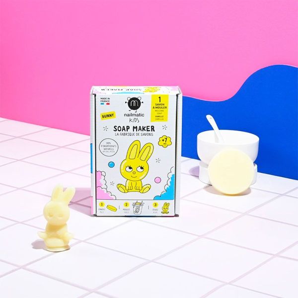 Nailmatic La fabrique de Savons Bunny - 3 savons en Forme de Lapin à Mouler - Kit DIY pour Enfants - 1 kit