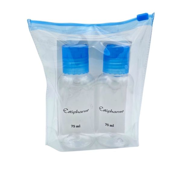 Estipharm Trousse 2 Flacons 75ml - Kit voyage compact et conforme bagage cabine
