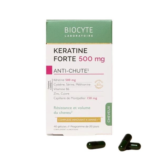 Biocyte Keratine Forte 500mg Anti-Chute de Cheveux - 40 Gélules