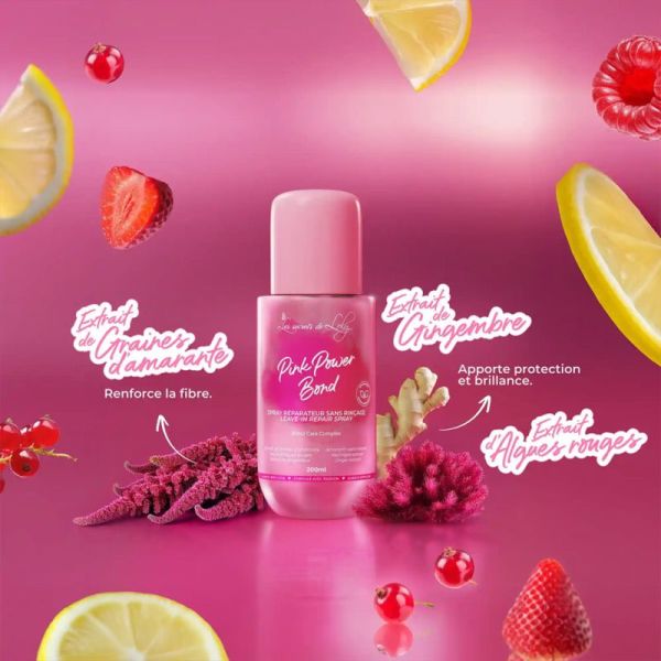 Les Secrets de Loly Pink Power Bond Spray Réparateur Sans Rinçage 200ml – Anti-casse et brillance