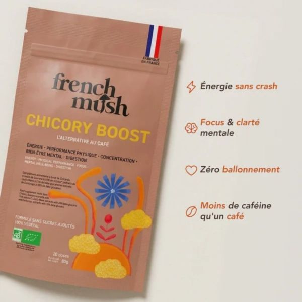 French Mush Chicory Boost 60 doses - Boisson bio aux champignons pour énergie stable et digestion