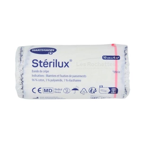 Hartmann Sterilux Bande De Crêpe - Comprime les Plaies - Lavable et Réutilisable - 10cm x 4m