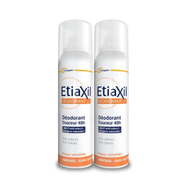 Etiaxil Déodorant Douceur 48h Aérosol - Lot de 2 x 150ml