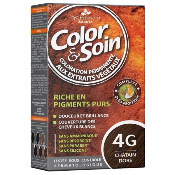 Les 3 Chênes Color & Soin Coloration Permanente N°4G Chatain Doré