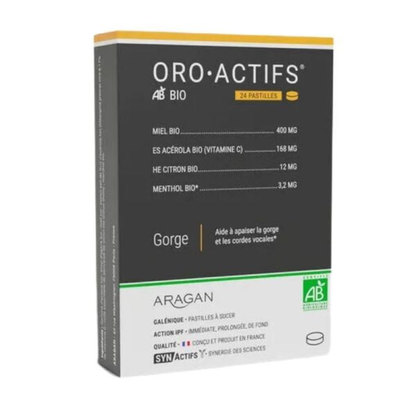 Aragan SynActifs OroActifs Bio Gorge - 24 Pastilles à Sucer