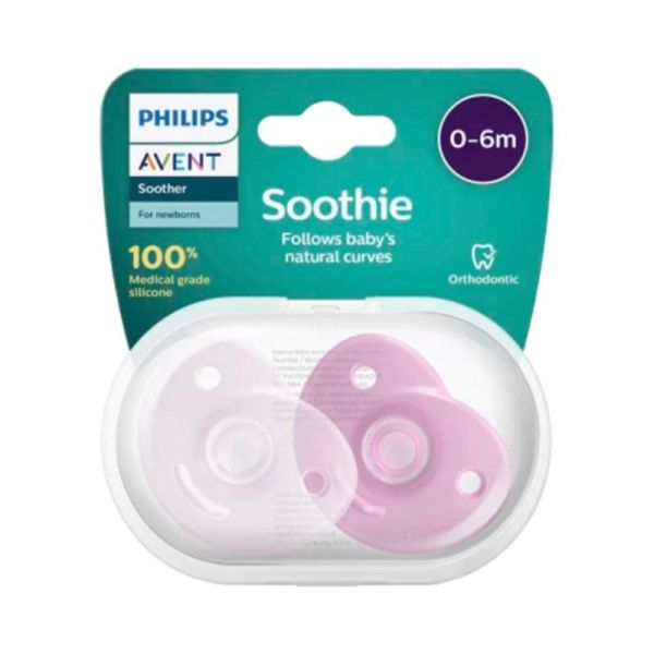 Avent Soothie 2 Sucettes Rose - 0-6 Mois