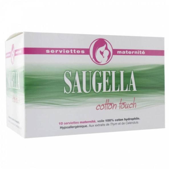 Saugella Cotton Touch 12 Serviettes Extra Fines Nuit Avec Ailettes