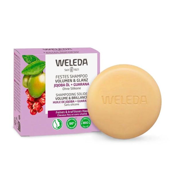 Weleda Shampooing Solide Volume & Brillance - Huile de Jojoba, Guarana et Riz - 50g