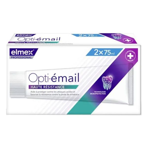 Elmex Opti-Email Dentifrice Haute Résistance Lot de 2 x 75 ml