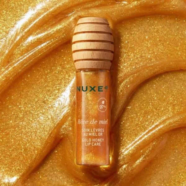 Nuxe Rêve de Miel Soin Lèvres au Miel Or avec Étui & Charms Kiss Crush - Soin gourmand nacré aux huiles précieuses