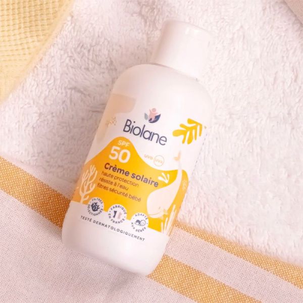 Biolane Expert Crème Solaire SPF50 - 100 ml - Haute protection pour bébé, visage et corps