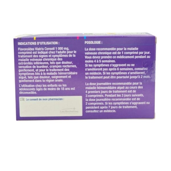 Flavonoïdes 1000 mg - Crise Hémorroïdaire - 18 comprimés