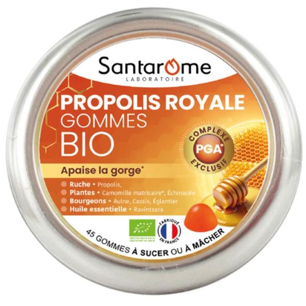 Santarome Propolis Royale Gommes Propolis Bio 45 Gommes – Confort de la gorge