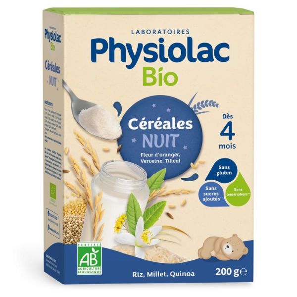 Physiolac Bio Céréales Nuit Dès 4 Mois 200g – Diversification alimentaire bio