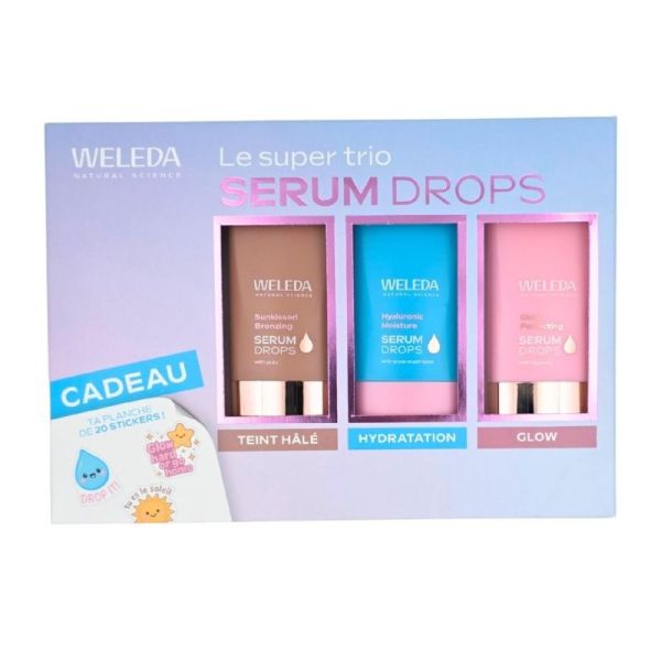 Weleda Le Super Trio Serum Drops 3 x 30 ml - Le trio éclat, hydratation et effet bonne mine