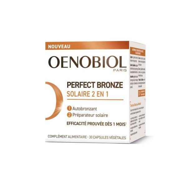 Oenobiol Perfect Bronze Solaire 2 en 1 - 30 Capsules - Autobronzant et préparateur solaire