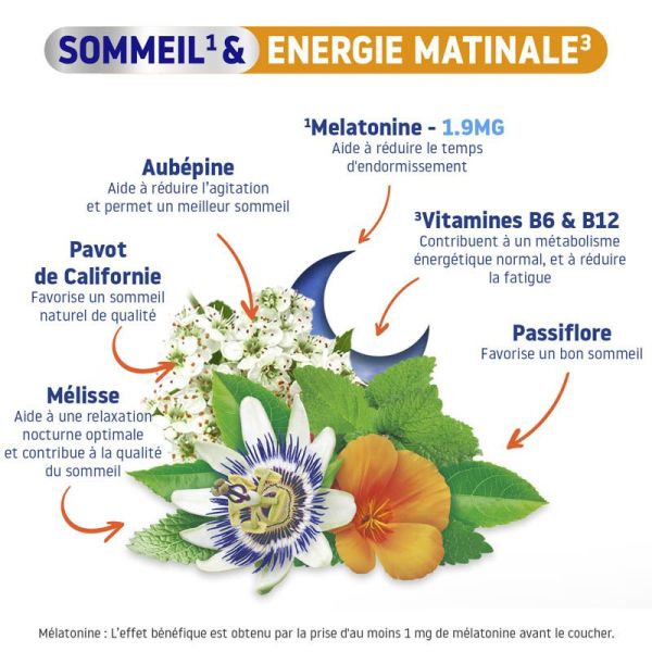 Valdispert Sommeil & Energie Matinale - 30 Comprimés - Réduit le Temps d'Endormissement