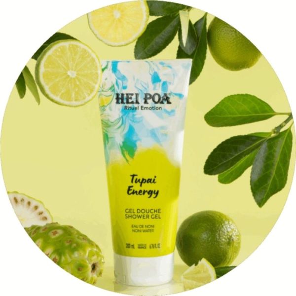 Hei Poa Gel Douche Tupai Energy  200 ml - Soin lavant revitalisant au Monoï de Tahiti et à l'eau de Noni