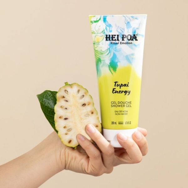 Hei Poa Gel Douche Tupai Energy  200 ml - Soin lavant revitalisant au Monoï de Tahiti et à l'eau de Noni