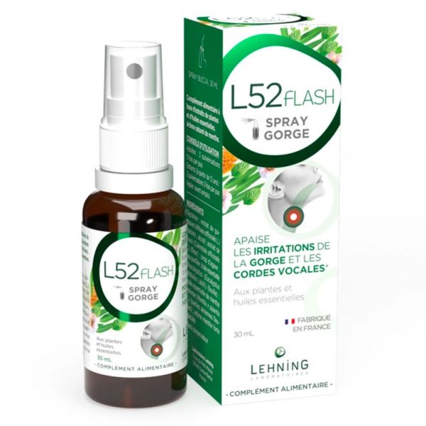 Lehning L52FLASH - 30 ml - Soulage rapidement les irritations et adoucit la voix