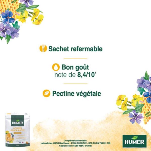 Humer Gommes Gorge Sensible Arôme Citron - 30 Gommes