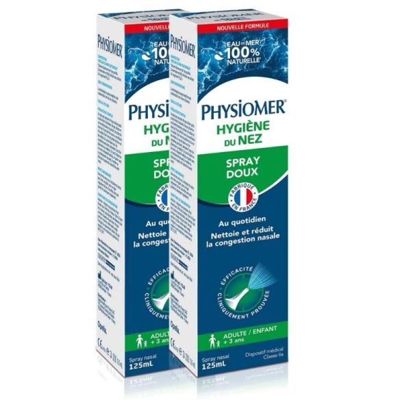 Physiome hygiène du nez Spray Doux 2x125ml – nettoie et réduit la congestion nasale adulte et enfants de 3 ans et +