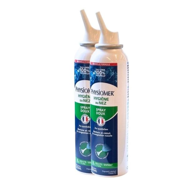 Physiome hygiène du nez Spray Doux 2x125ml – nettoie et réduit la congestion nasale adulte et enfants de 3 ans et +