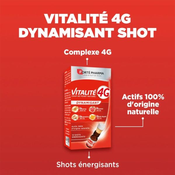 Forté Pharma Vitalité Dynamisant 4G - 10 Shots - Énergie immédiate et vitalité nomade