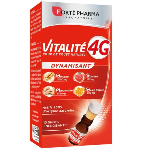 Forté Pharma Vitalité Dynamisant 4G - 10 Shots - Énergie immédiate et vitalité nomade