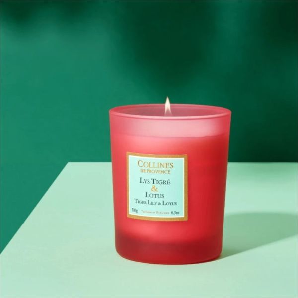 Collines de Provence Bougie Parfumée Lys Tigré Lotus 180 g – ambiance florale relaxante