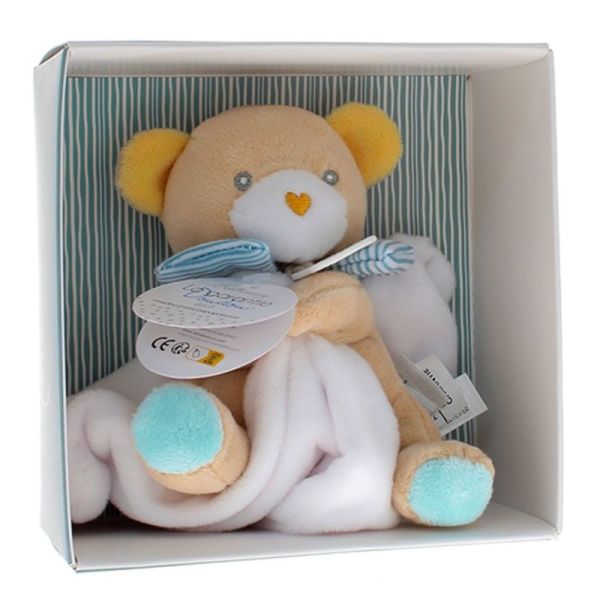 Doudou et Compagnie Mini Doudou Ours Maé Mouchoir - Boîte Avec Doudou De 20 Cm