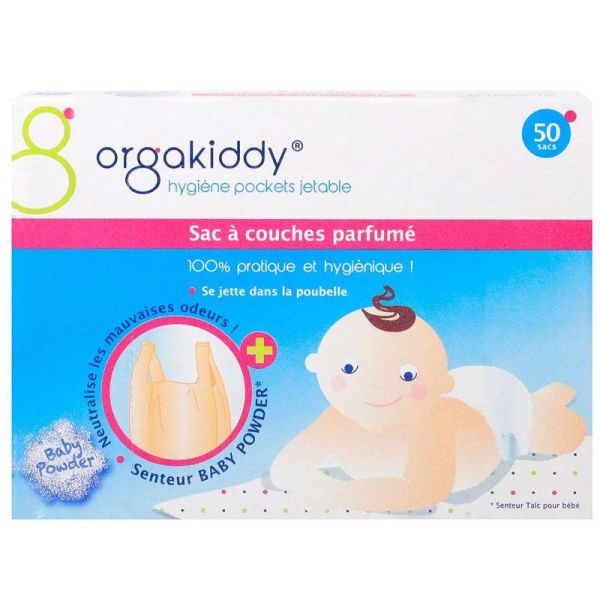 Orgakiddy 50 Sacs à Couches Parfumés Talc